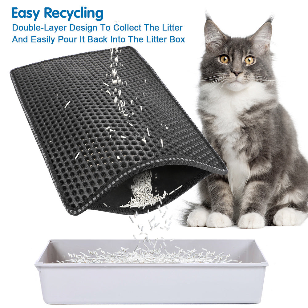 Double Rice Grain Cat Litter Mat, Cat Litter Cleaning Pad.