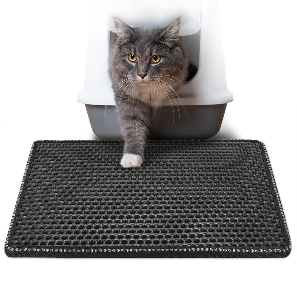 Double Rice Grain Cat Litter Mat, Cat Litter Cleaning Pad.