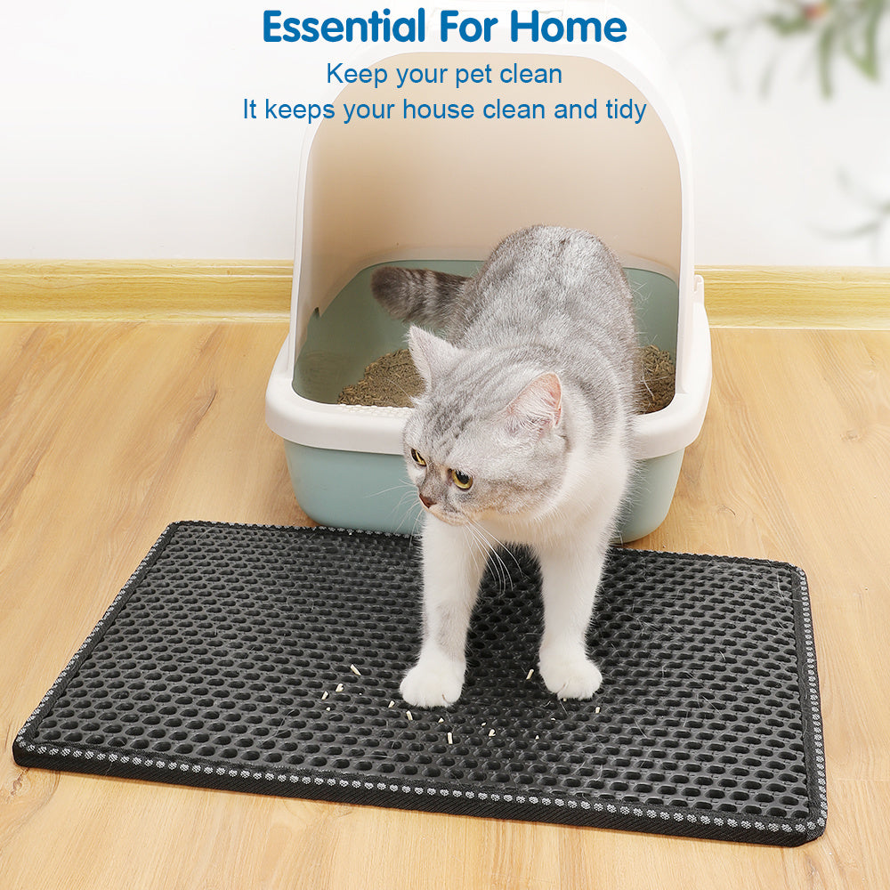 Double Rice Grain Cat Litter Mat, Cat Litter Cleaning Pad.