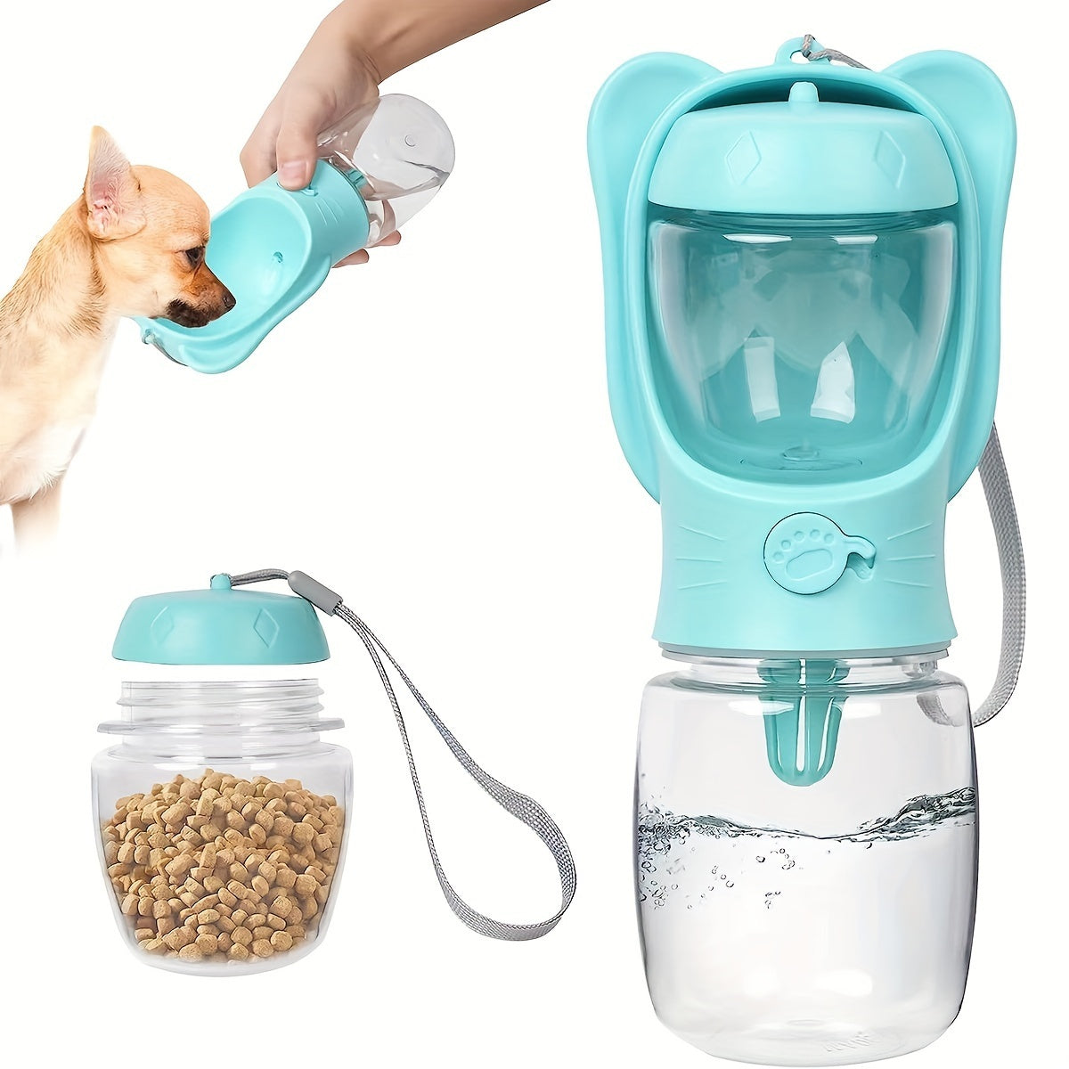 2 In 1 Dog/cat Water Bottle and food storage.