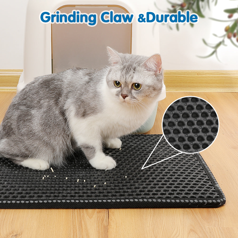 Double Rice Grain Cat Litter Mat, Cat Litter Cleaning Pad.