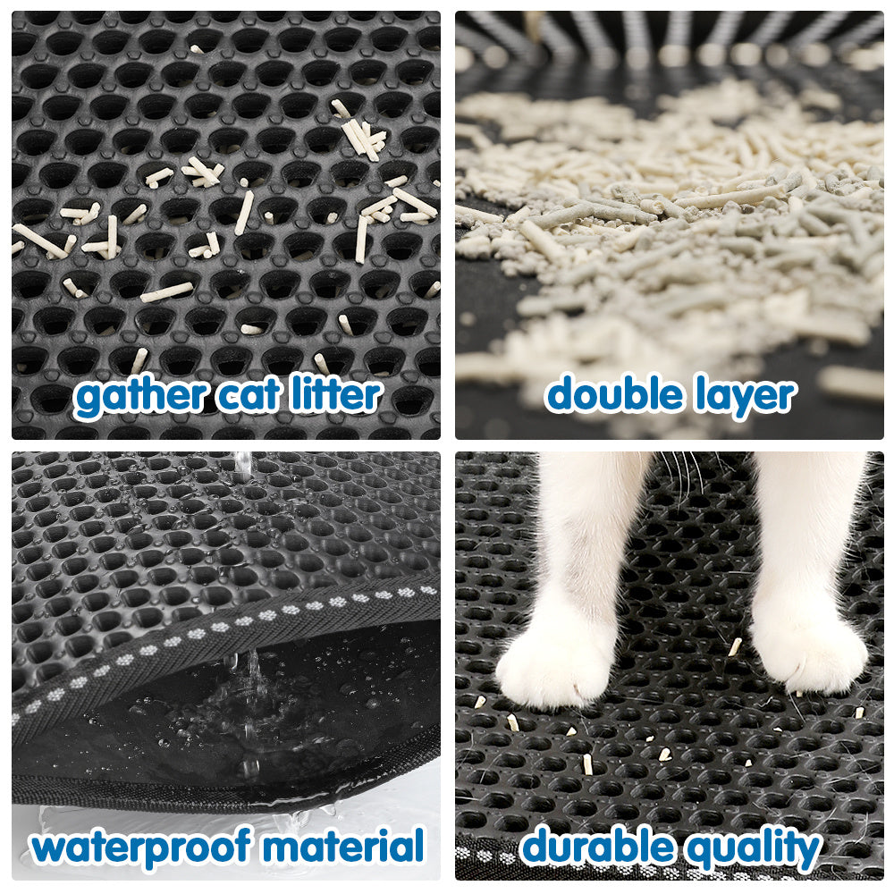 Double Rice Grain Cat Litter Mat, Cat Litter Cleaning Pad.
